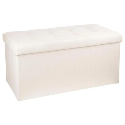 Atmosphera Poef/hocker - beige - MDF - 76 x 38 x 38 cm - opvouwbaar - opbergbox