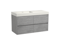 Storke Seda zwevend badmeubel 120 x 52 cm beton grijs met Mata High asymmetrisch linkse wastafel in matte Solid Surface - thumbnail