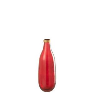 J-Line vaas Goud Boord - glas - rood - small