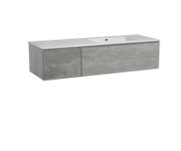 Storke Edge zwevend badmeubel 150 x 52 cm beton donkergrijs met Diva asymmetrisch rechtse wastafel in glanzend composiet marmer - thumbnail