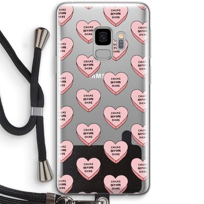 Chicks before dicks: Samsung Galaxy S9 Transparant Hoesje met koord