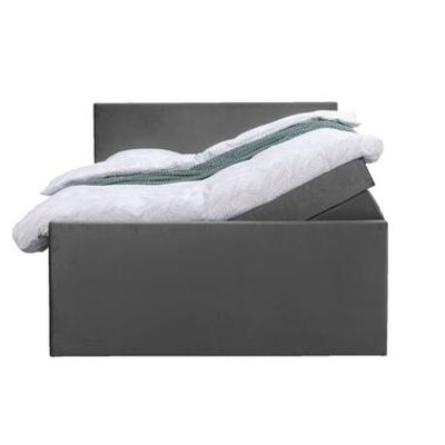 Boxspring met opbergruimte en voetbord Liv egaal - grijs - 140x200cm - Leen Bakker