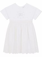 Dolce & Gabbana Kids robe en popeline à broderies - Blanc