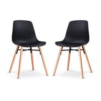 Nolon Nena-Pip Eetkamerstoelen Set van 2 - Zwart - Houten Poten