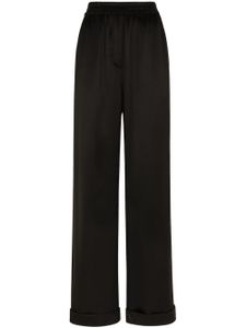 Dolce & Gabbana pantalon en soie à taille élastiquée - Noir