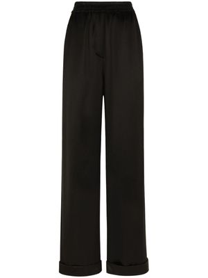 Dolce & Gabbana pantalon en soie à taille élastiquée - Noir