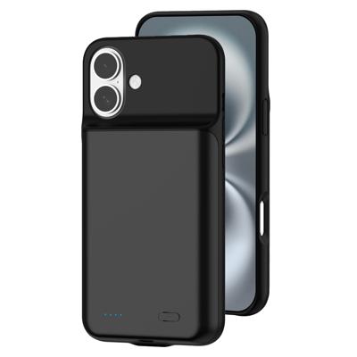 Lunso iPhone 16 Plus case - Powerbank hoesje 7000 mAh - Zwart