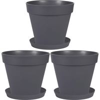 Set van 3x stuks bloempotten Toscane kunststof antraciet grijs D20 x H17 cm inclusief onderschalen D