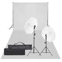 Fotostudioset met verlichtingsset en achtergrond