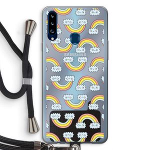 Regenboog: Samsung Galaxy A20s Transparant Hoesje met koord