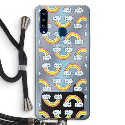 Regenboog: Samsung Galaxy A20s Transparant Hoesje met koord