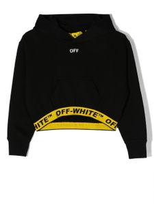 Off-White Kids hoodie crop à bande logo - Noir