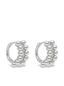 Yoko London boucles d'oreilles Eclipse en or blanc 18ct serties de perles d'Akoya et de diamants - Argent