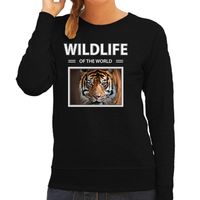 Tijger foto sweater zwart voor dames - wildlife of the world cadeau trui tijgers liefhebber 2XL  -