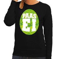 Paas sweater zwart met groen ei voor dames