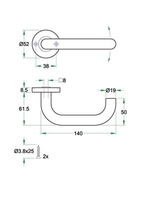 Krukgarn CHASE PL rvs mat Miva WC 8mm noodontgr.