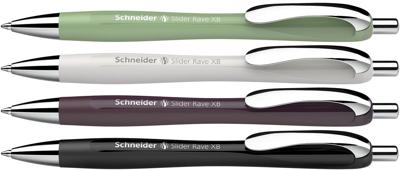 Schneider balpen Slider Rave Trend, extra breed, blauwe inkt, geassorteerde kleuren, doos van 3+1 gratis