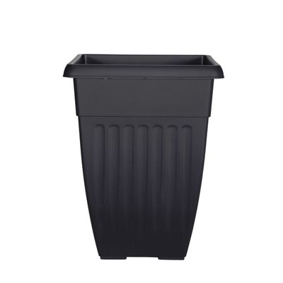 Buiten plantenpot/bloempot/planter - zwart - kunststof - L31 x B31 x H42 cm Buiten plantenpot/bloempot/planter - zwart - kunststof - L31 x B31 x H42 cm