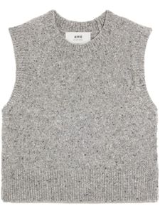 AMI Paris pull en maille à design sans manches - Gris
