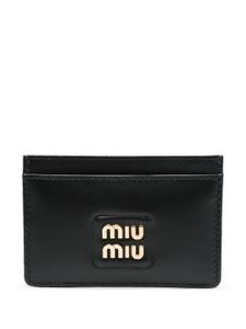 Miu Miu porte-cartes en cuir à logo - Noir