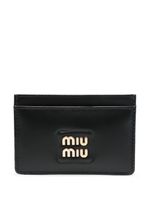 Miu Miu porte-cartes en cuir à logo - Noir