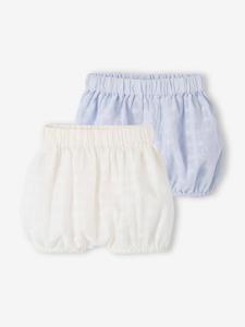 Set van 2 geborduurde bloomers geboorte hemelsblauw