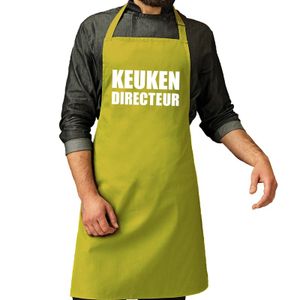 Cadeau schort voor volwassenen - keuken directeur - lime groen - keukenschort - verjaardag