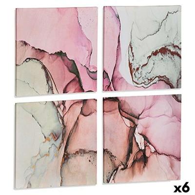 Canvas Gift Decor Canvas 35 x 7 x 35 cm Roze Marmer (4 Onderdelen)