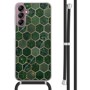 Samsung Galaxy A14 hoesje met koord - Kubus groen