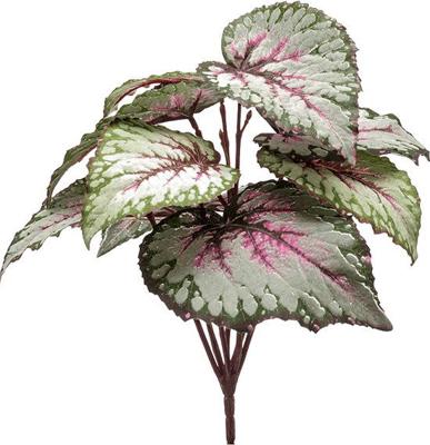 Begonia leaves bush 25 cm grey/pink kunstbloem zijde nepbloem - Emerald