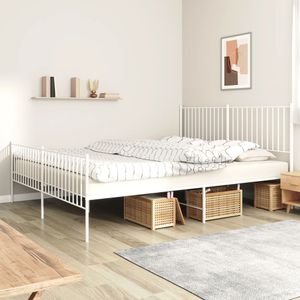 Bedframe met hoofd- en voeteneinde metaal wit 180x200 cm