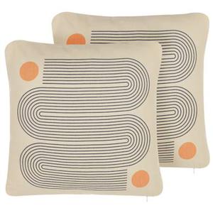 Beliani-CALIBRACHOA -Sierkussen set van 2-Beige-45 x 45 cm-Polyester