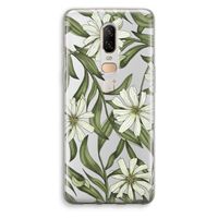 Wit bloemenpatroon: OnePlus 6 Transparant Hoesje