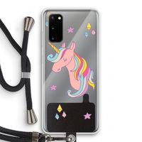 Roze eenhoorn: Samsung Galaxy S20 Transparant Hoesje met koord