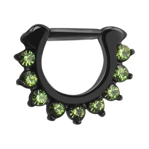 Zwarte Septum Clicker met steentjes Chirurgisch staal 316L Neuspiercings