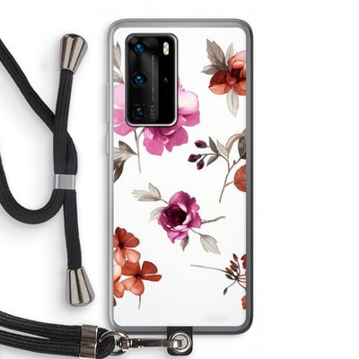 Geschilderde bloemen: Huawei P40 Pro Transparant Hoesje met koord
