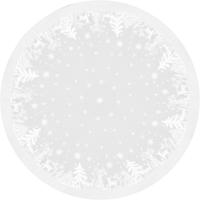 Kerst tafelkleed/tafellaken - rond - wit - kerst print - D180 cm - polyester - thumbnail