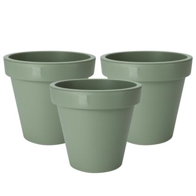 Pro Garden Plantenpot/bloempot - 3x - Tuin buiten - kunststof - donkergroen - D20 cm
