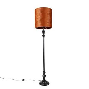 QAZQA Klassieke vloerlamp zwart met kap rood 40 cm - Classico