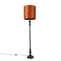 QAZQA Klassieke vloerlamp zwart met kap rood 40 cm - Classico