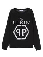 Philipp Plein Junior pull à logo en intarsia - Noir