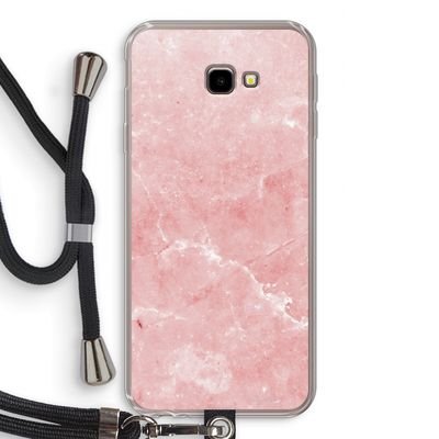 Roze marmer: Samsung Galaxy J4 Plus Transparant Hoesje met koord