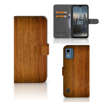 Nokia C12 Book Style Case Donker Hout