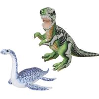 Speelgoed set van 2x pluche dino knuffels T-Rex en Plesiosaurus van 30 cm