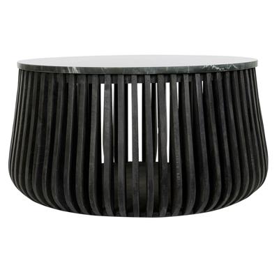Bijzettafel DKD Home Decor Zwart Marmer 90 x 90 x 45 cm Mangohout