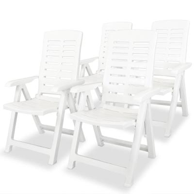 Tuinstoelen 4 st verstelbaar kunststof wit