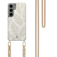 Samsung Galaxy S24 Plus hoesje met beige koord - Palm leaves beige