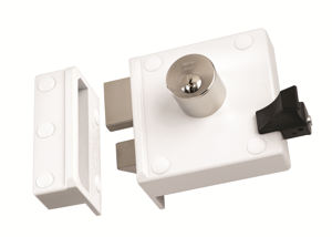 Nemef 4154 Veiligheidsoplegslot | DM50mm | slotkast wit gelakt 99x98mm | 3 sleutels | sluitkom en veiligheidsrozet | DR 1 - 9415402001