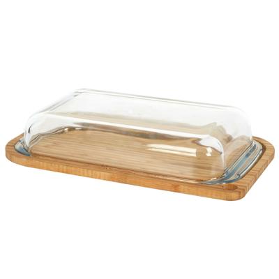 Kaas/Hapjes serveerplankje met stolp - bamboe hout - kaasstolp - 28 x 17 x 5 cm - kaasplankje