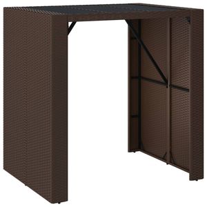 vidaXL Bartafel met glazen blad 105x80x110 cm poly rattan bruin